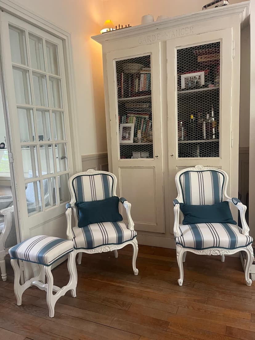 Bleu rayé - deux fauteuils