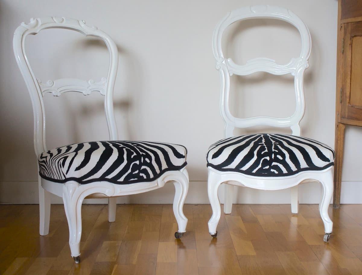 Fauteuil 2 chaises basses zèbres